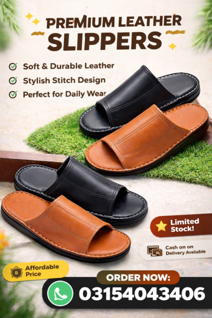 Leather Slipper (Black & Brown)