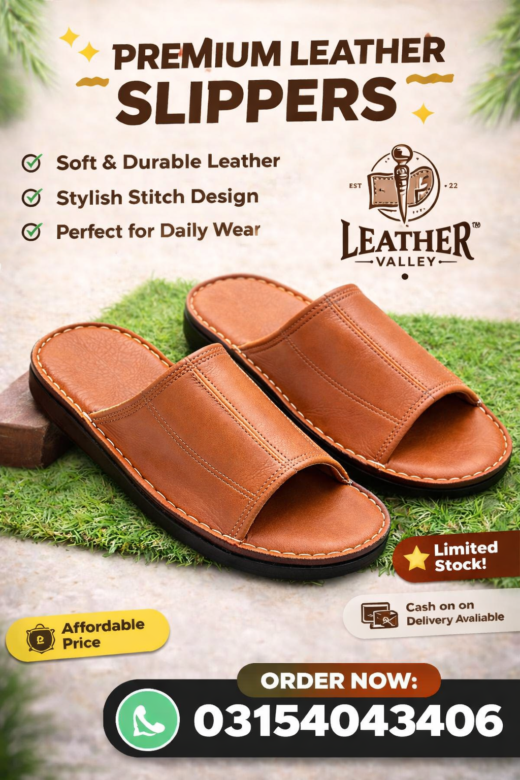 Leather Slipper (Black & Brown) - Image 3