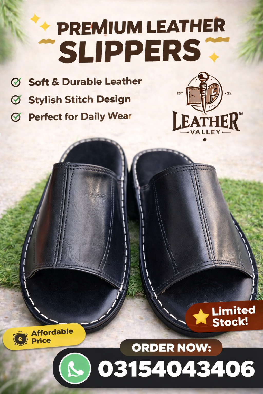 Leather Slipper (Black & Brown) - Image 4