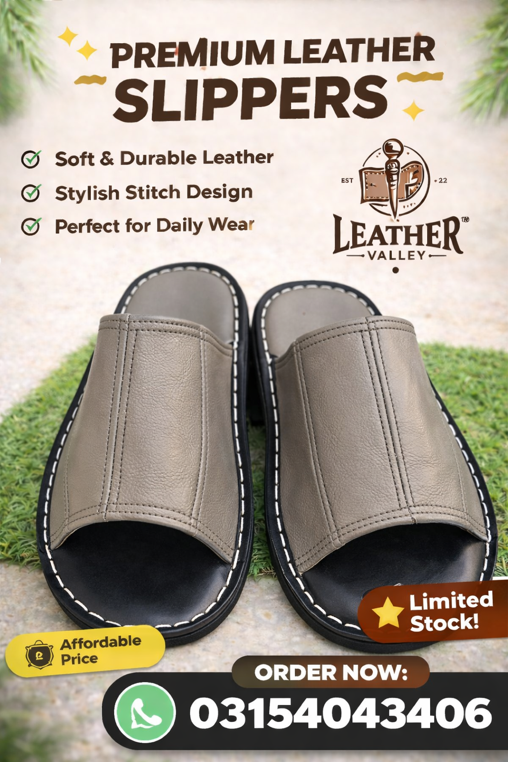 Leather Slipper (Black & Brown) - Image 5