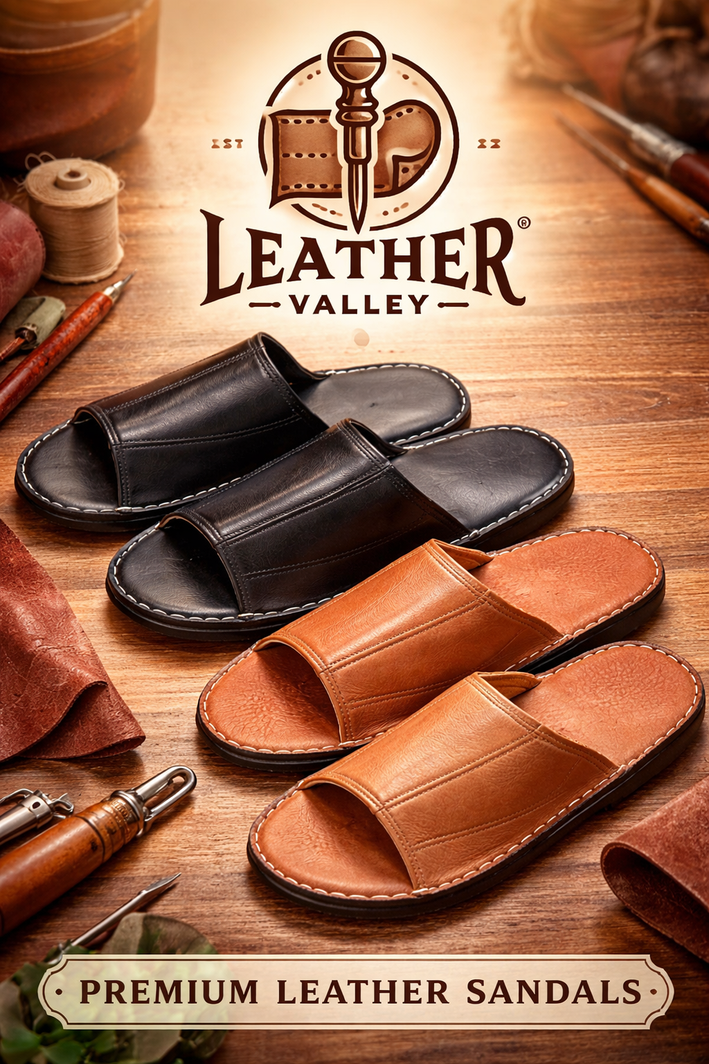 Leather Slipper (Black & Brown) - Image 6