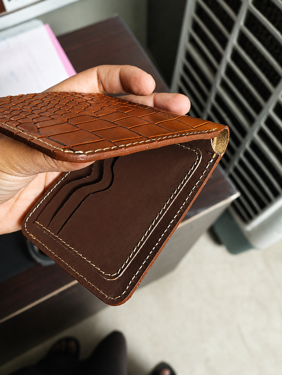 Crocodile π Texture Leather Wallet π― Cow π Leather - Image 7